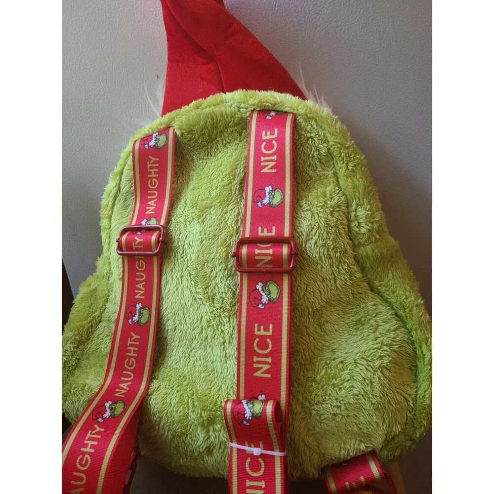 The Grinch Santa Hat Naughty Nice Plush Backpack Universal Studios